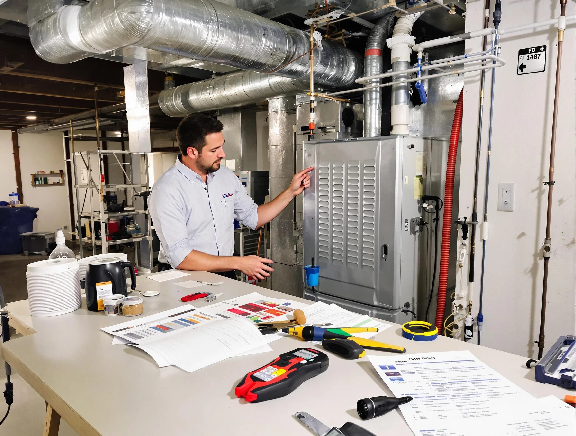 Belmont Air Duct Cleaning inspector conducting detailed filter system evaluation using professional diagnostic tools in Belmont