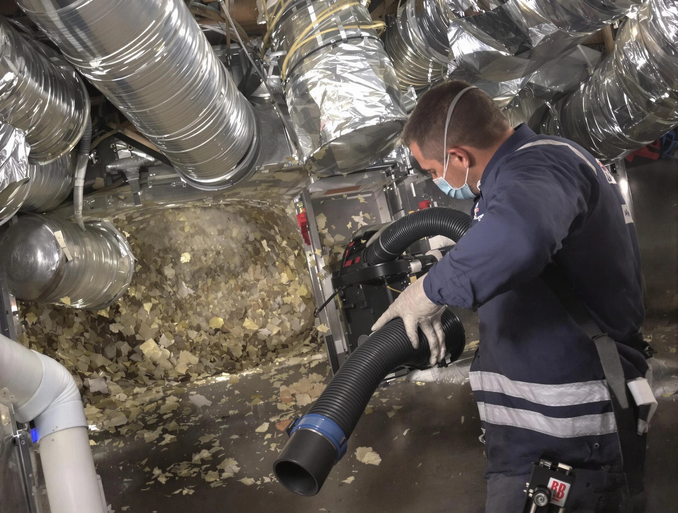Belmont Air Duct Cleaning specialist operating negative pressure cleaning equipment for thorough duct maintenance in Belmont