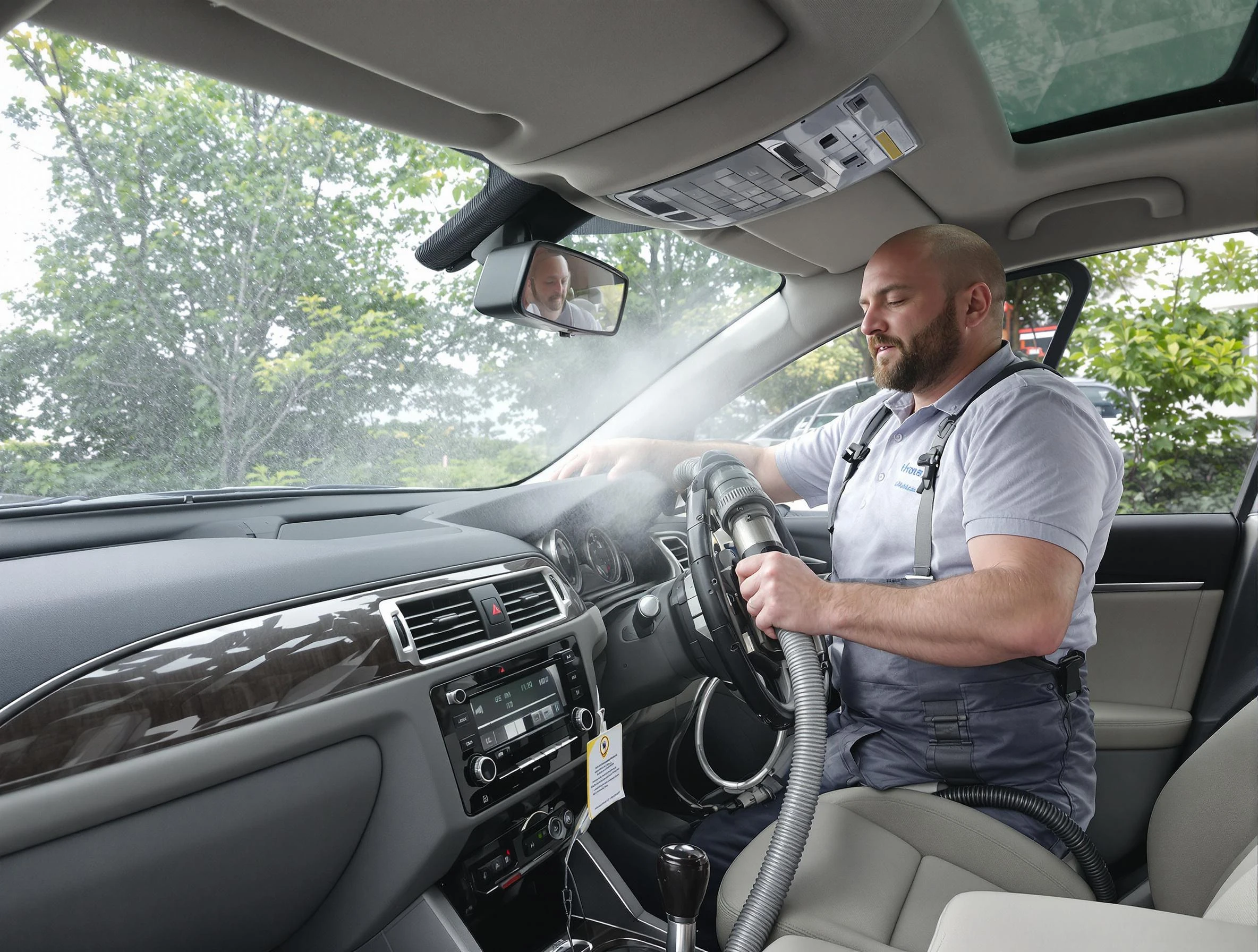 Belmont Air Duct Cleaning specialist performing professional car duct cleaning in Belmont