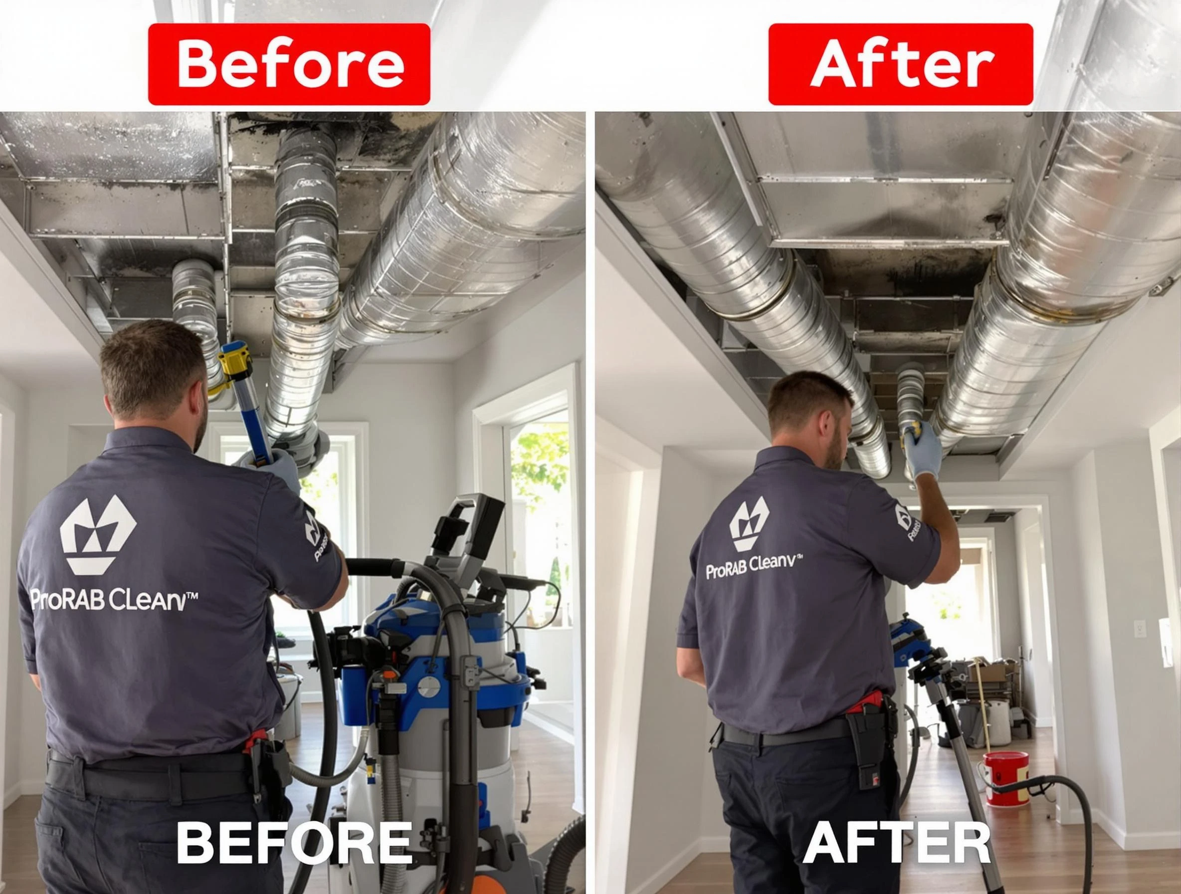 Belmont Air Duct Cleaning expert performing thorough residential duct cleaning in a Belmont home